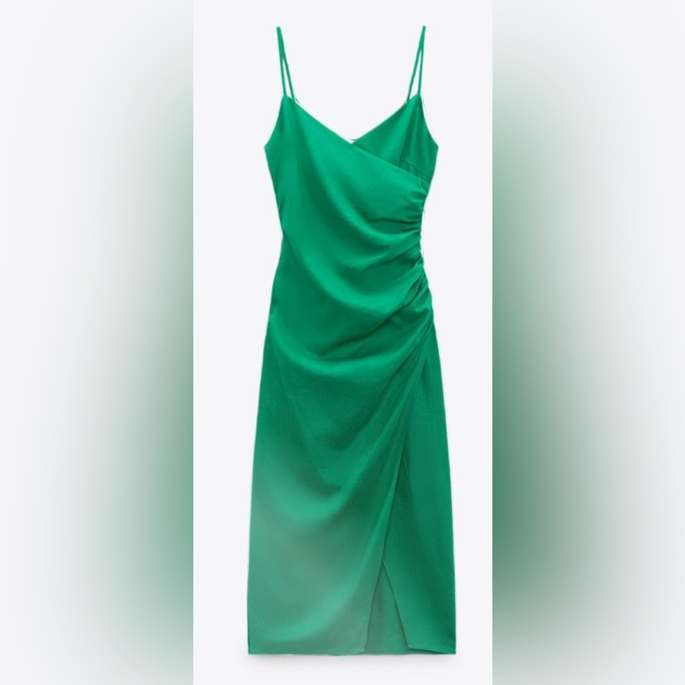 Zara Linen Blend Camisole Dress. NWT